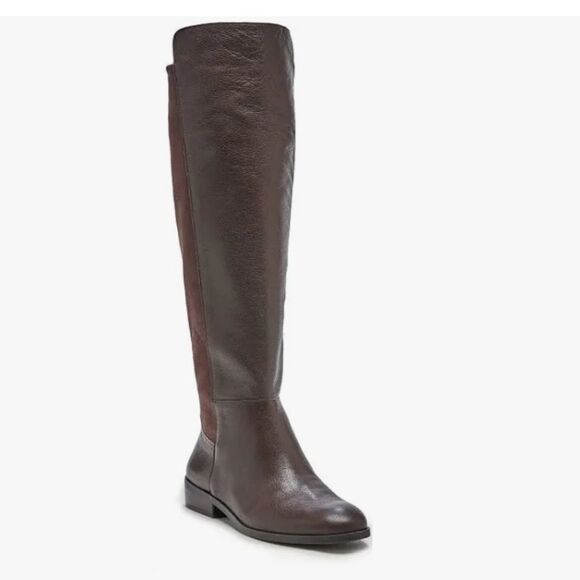 NEW Sole Society Calypso Black Leather 50/50 Mixed Media Tall Over Knee Boot 6 - Picture 1 of 13